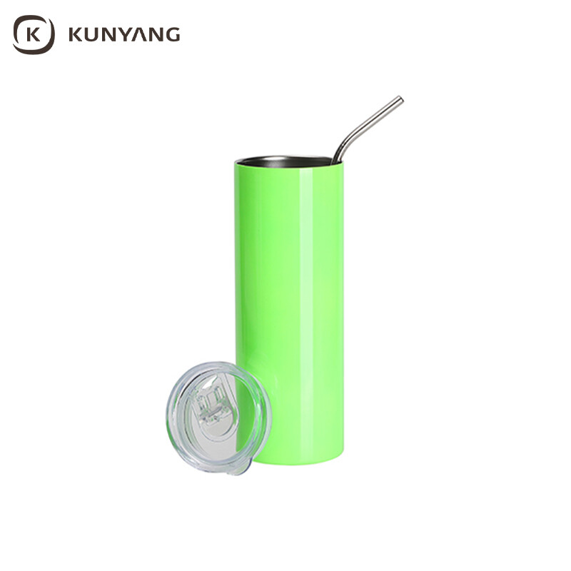 Sublimation Blanks 20oz/600ml Stainless Steel Fluorescent Tumbler with Straw & Lid