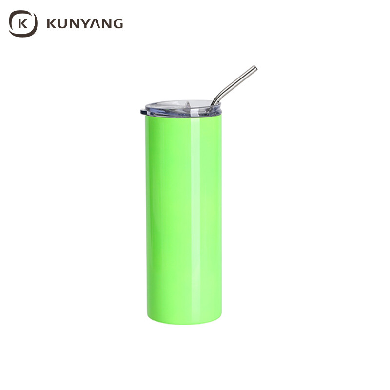 Sublimation Blanks 20oz/600ml Stainless Steel Fluorescent Tumbler with Straw & Lid