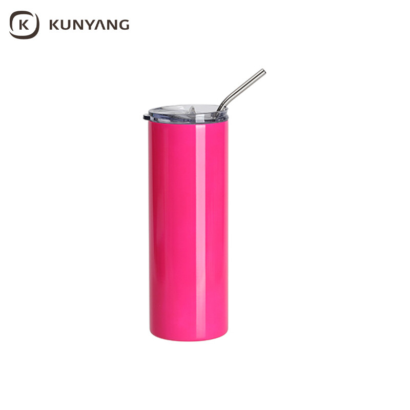 Sublimation Blanks 20oz/600ml Stainless Steel Fluorescent Tumbler with Straw & Lid