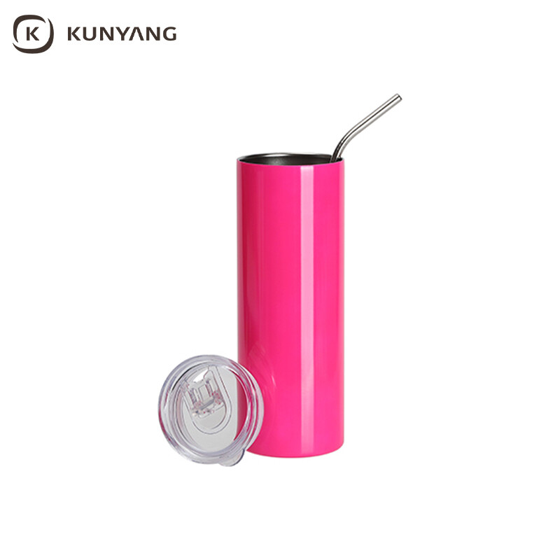 Sublimation Blanks 20oz/600ml Stainless Steel Fluorescent Tumbler with Straw & Lid