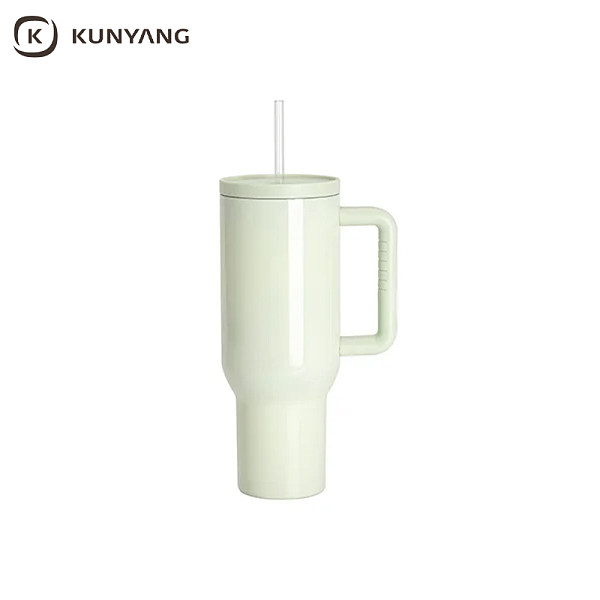 40oz/1200ml Stainless Steel Travel Tumbler with Soft Grip Handle & Straw