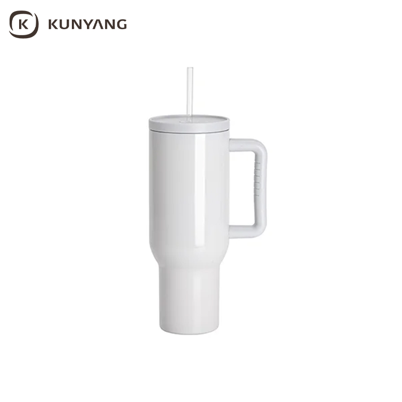 40oz/1200ml Stainless Steel Travel Tumbler with Soft Grip Handle & Straw