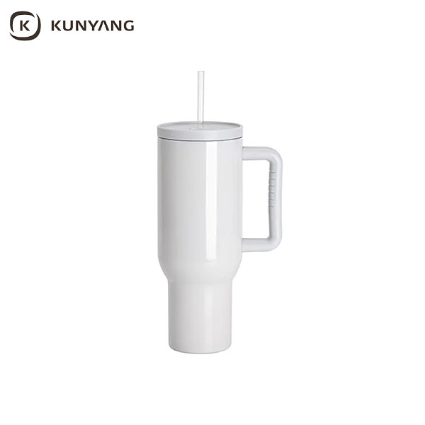 40oz/1200ml Stainless Steel Travel Tumbler with Soft Grip Handle & Straw