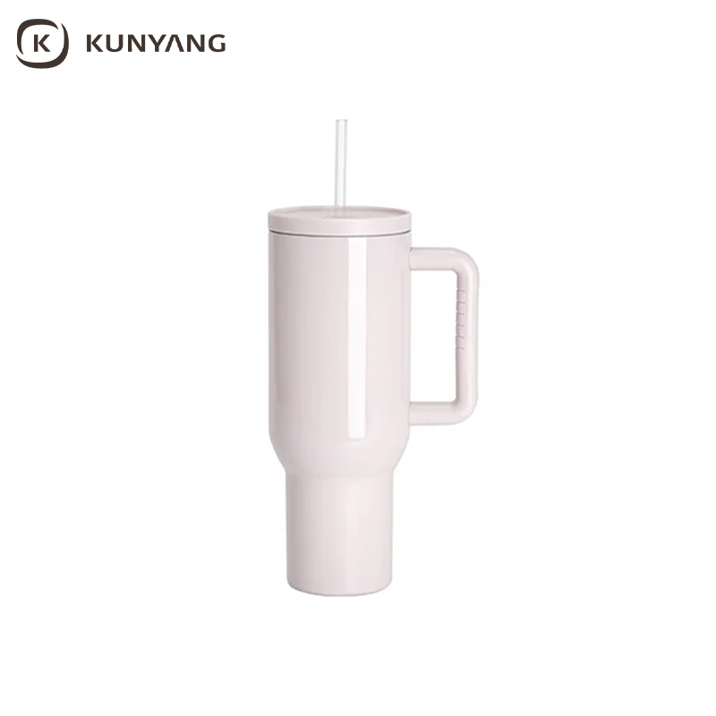 40oz/1200ml Stainless Steel Travel Tumbler with Soft Grip Handle & Straw