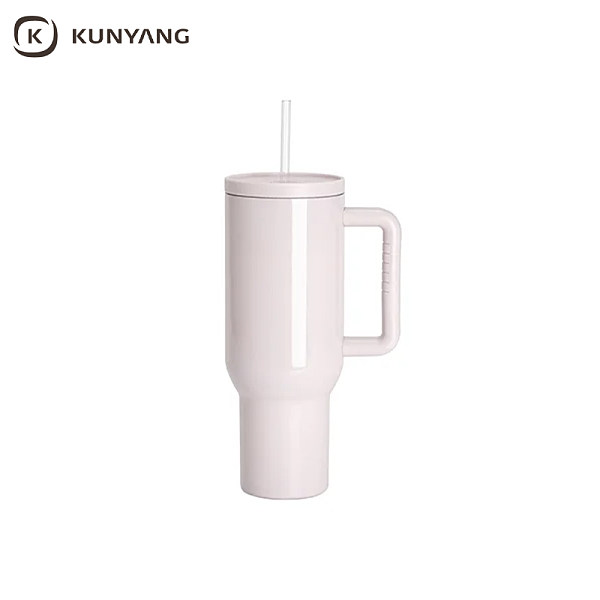 40oz/1200ml Stainless Steel Travel Tumbler with Soft Grip Handle & Straw