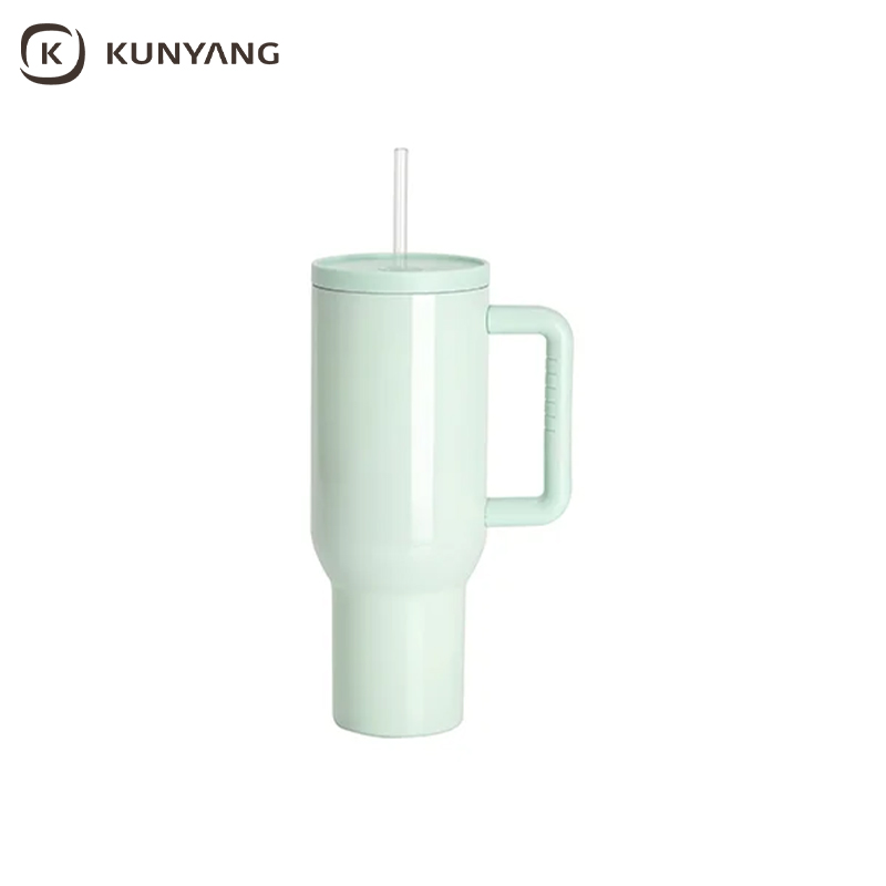 40oz/1200ml Stainless Steel Travel Tumbler with Soft Grip Handle & Straw