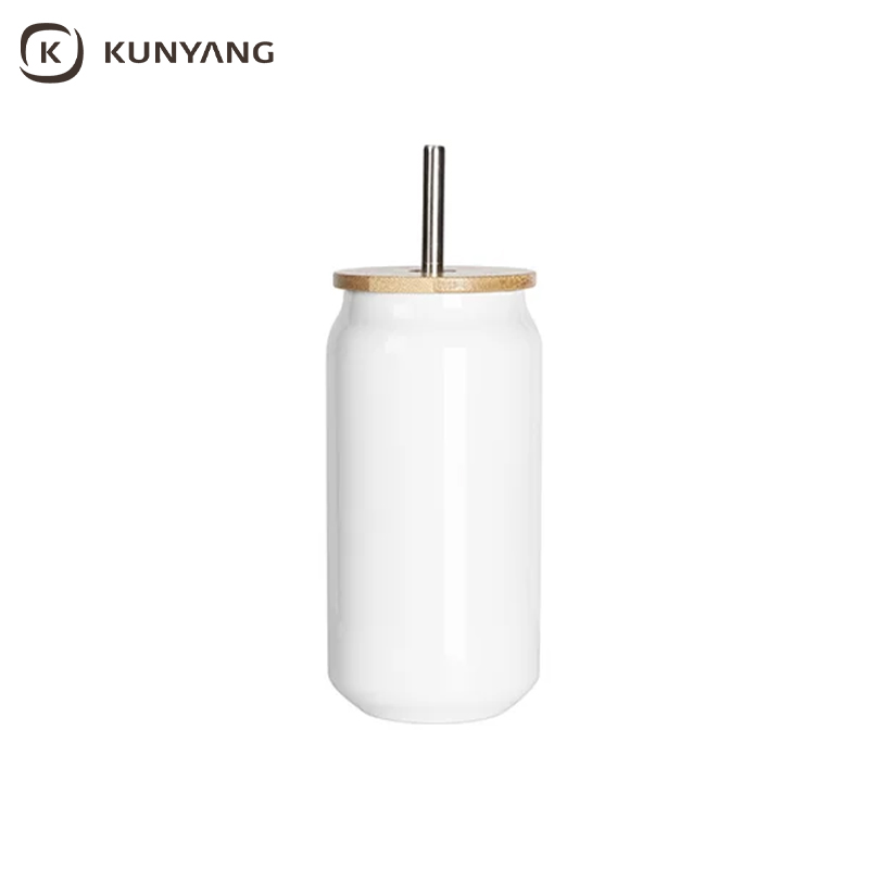 Sublimation Blanks 15oz/450ml Double Wall SS Can Mug with Bamboo Lid