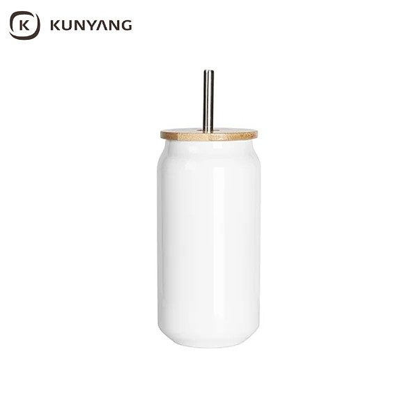 Sublimation Blanks 15oz/450ml Double Wall SS Can Mug with Bamboo Lid