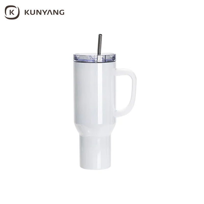 Sublimation Blanks 40oz/1200ml Stainless Steel Glitter Sparkling Tumbler with Lid & Straw (White)