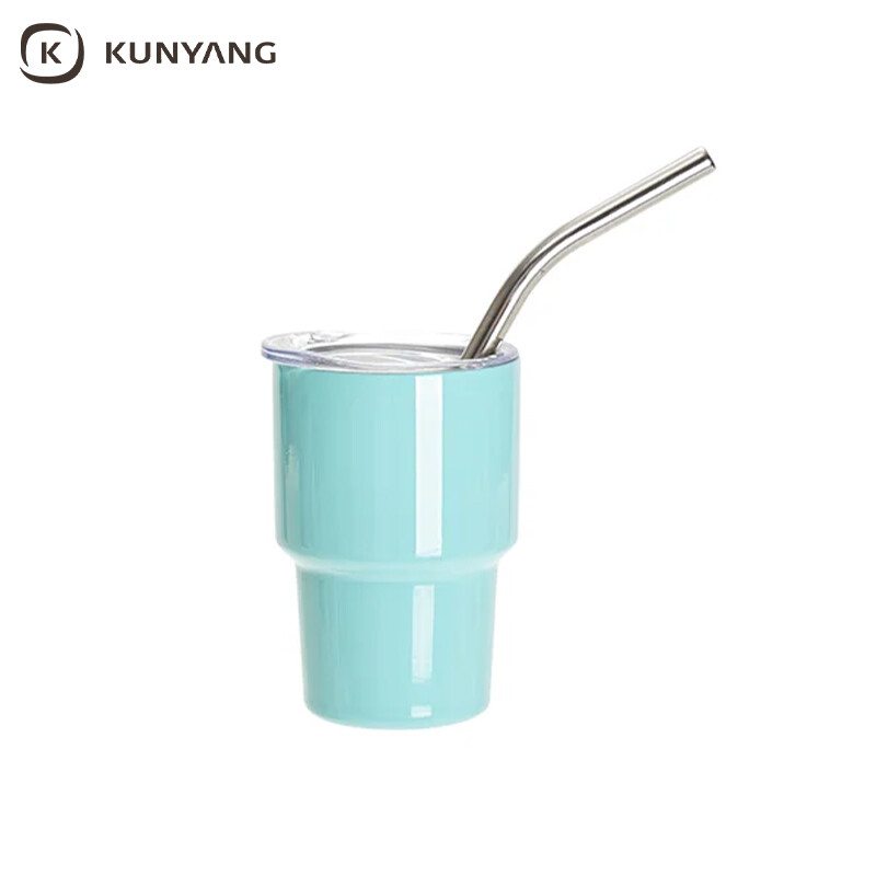 Sublimation Blanks 3oz/90ml Mini Stainless Steel Tumbler Shot Glass w/ Straw