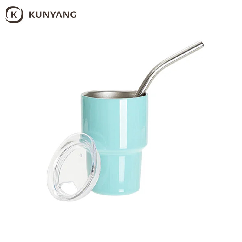 Sublimation Blanks 3oz/90ml Mini Stainless Steel Tumbler Shot Glass w/ Straw