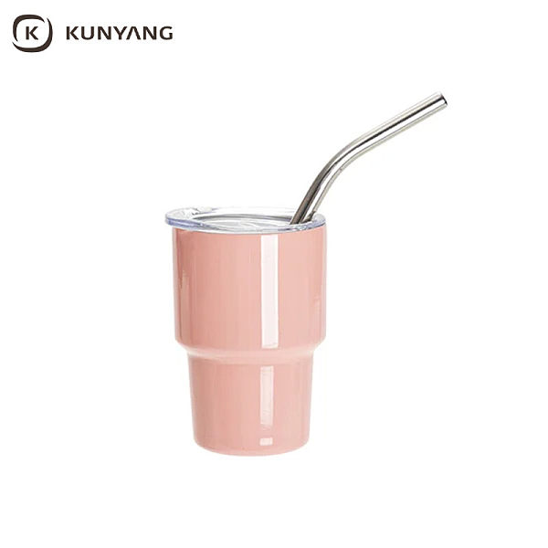 Sublimation Blanks 3oz/90ml Mini Stainless Steel Tumbler Shot Glass w/ Straw(Purple)