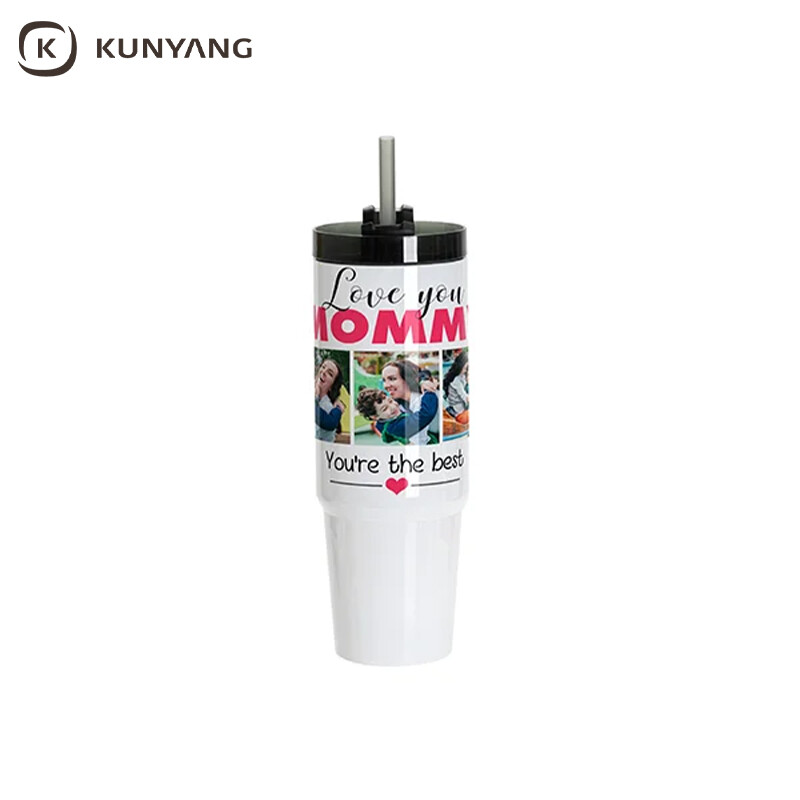Sublimation Blanks 36oz/1080ml Stainless Steel Travel Tumbler with Lid & Straw(White)