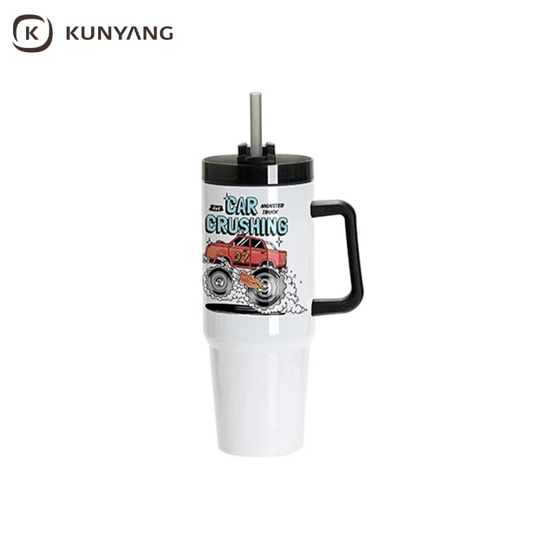 Sublimation Blanks 30oz/900ml Stainless Steel Travel Tumbler with Lid & Straw(White)