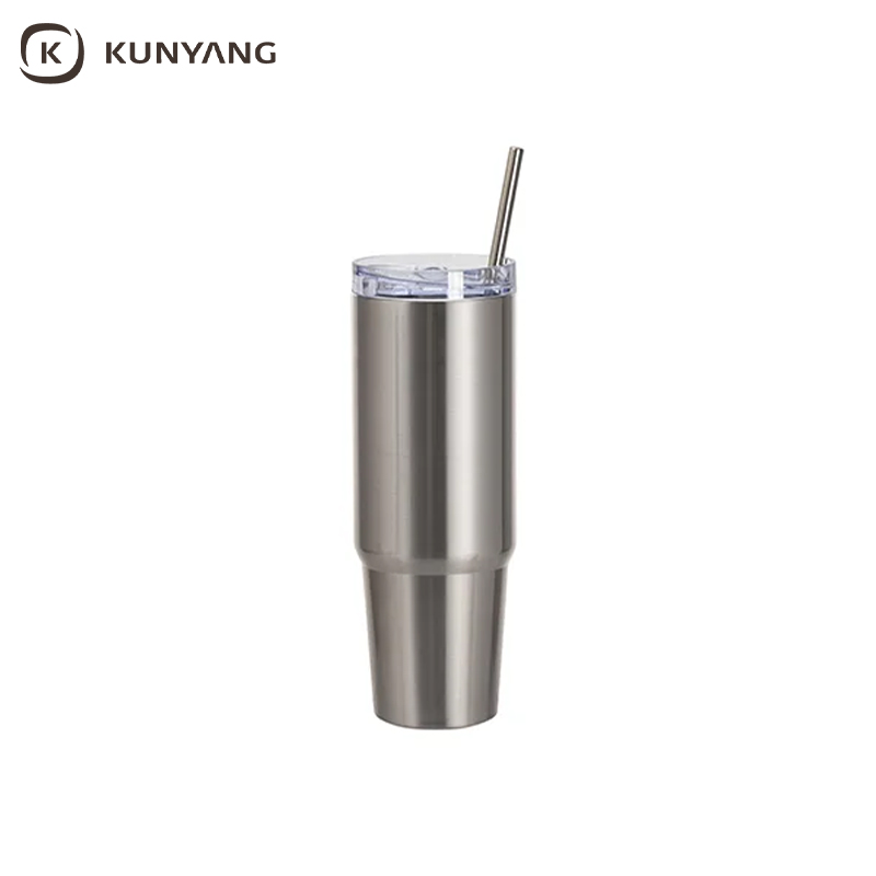 Sublimation Blanks 36oz/1080ml Stainless Steel Travel Tumbler with Lid & Straw (Silver)