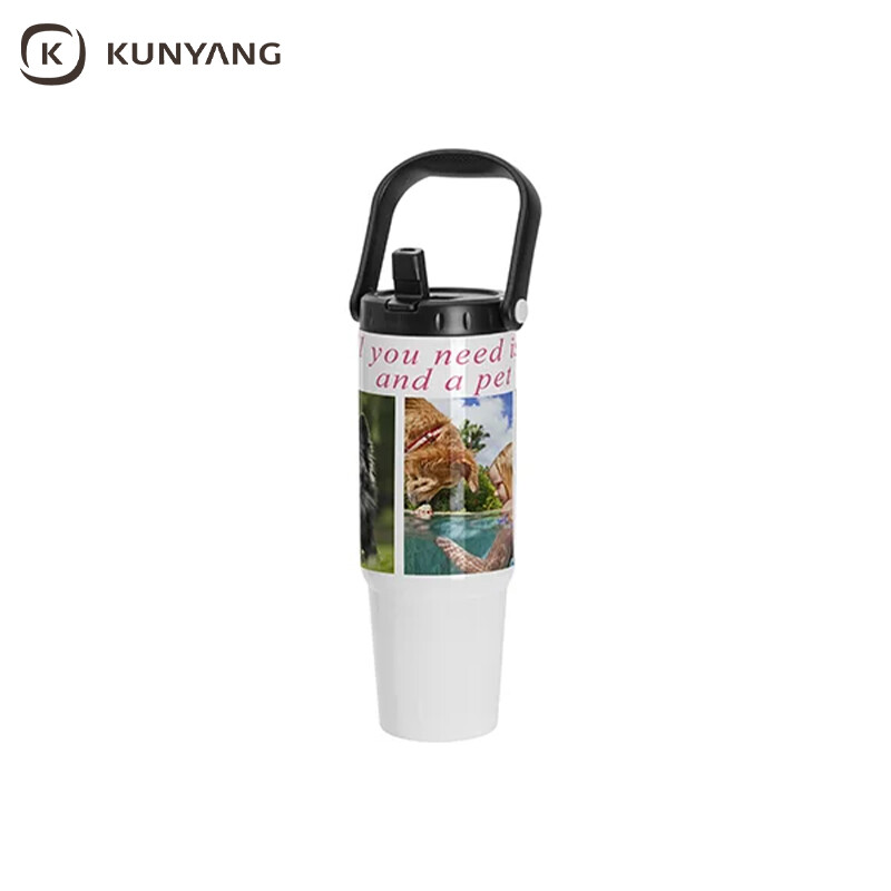 Sublimation Blanks 36oz/1080mlStainless Steel Travel Tumbler with Portable Lid(White)