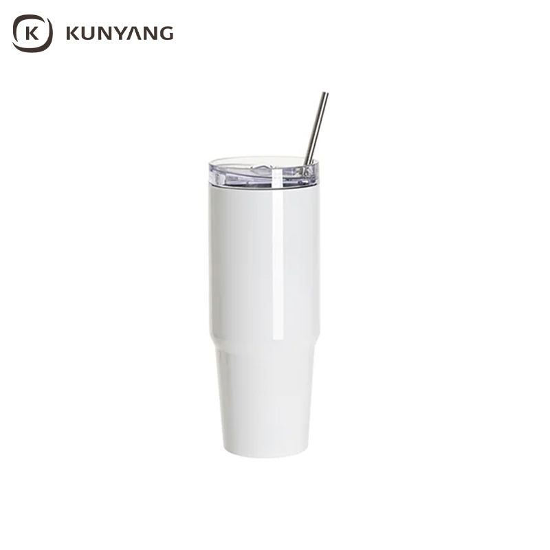 Sublimation Blanks 30oz/900ml Stainless Steel Travel Tumbler with Lid & Straw(White)