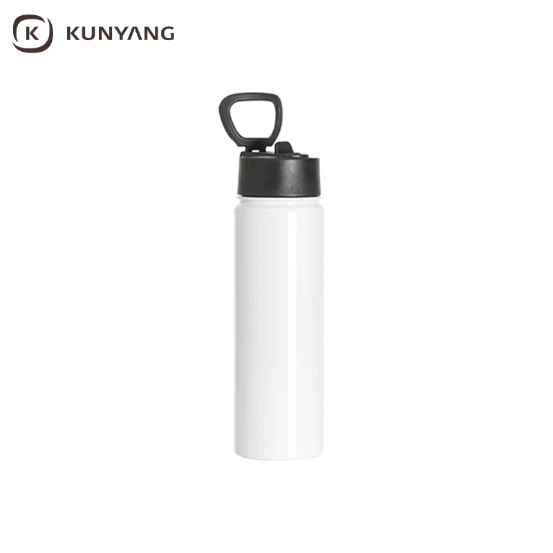 Sublimation 30oz/900ml Stainless Steel Water Bottle w/ Black Straw Lid(White, Single Wall)
