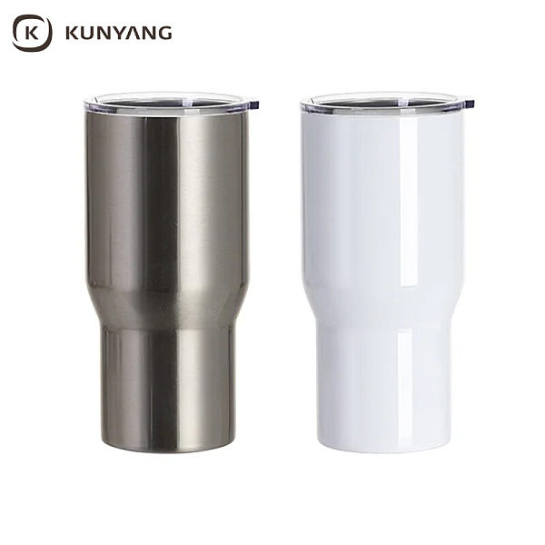 Sublimation Blanks 22oz/650ml Stainless Steel Travel Tumbler with Clear Flat Lid (Silver)