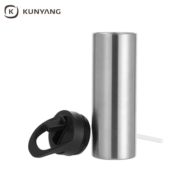 Sublimation Blanks 20oz/600ml Powder Coated SS Tumbler with Straw & Waterproof Flip Lid (White, Matt Sub Coating)