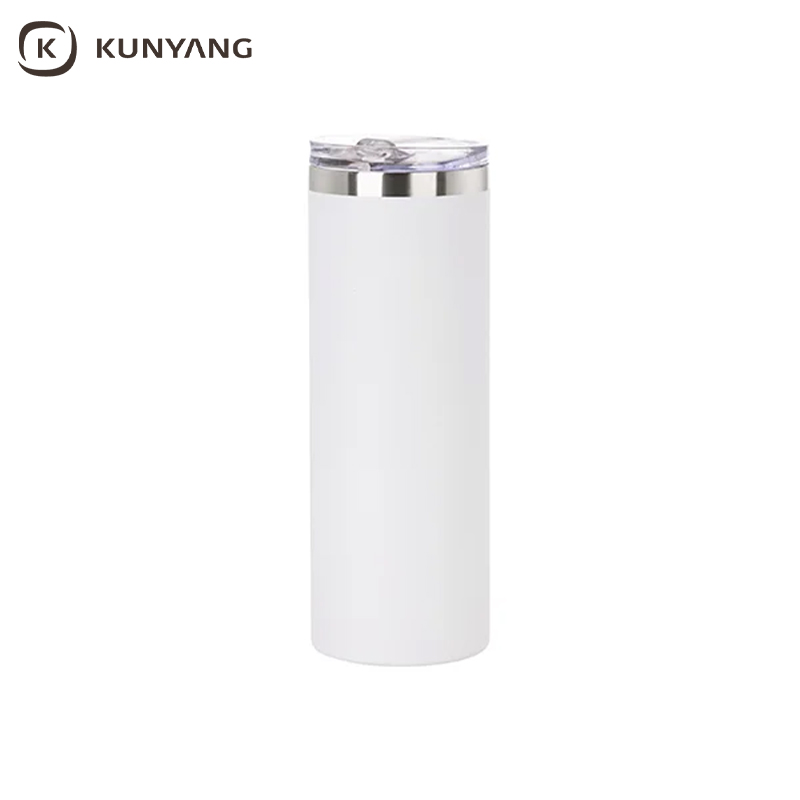 Sublimation Blanks 20oz/600ml Powder Coated SS Tumbler with Straw & Waterproof Flip Lid (White, Matt Sub Coating)
