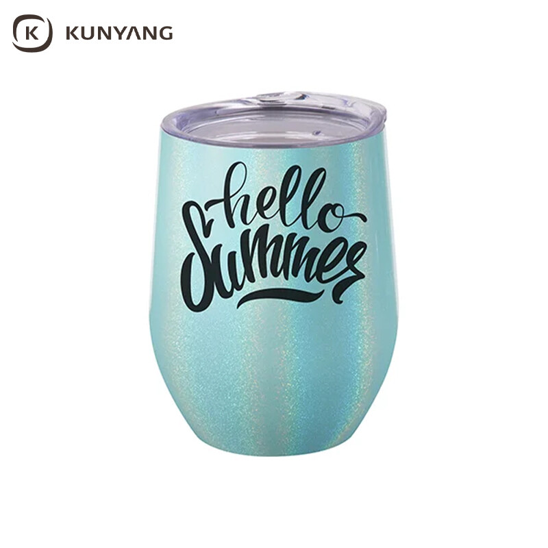 12oz/360ml Sublimation Blanks Glitter Sparkling Stainless Steel Stemless Cup