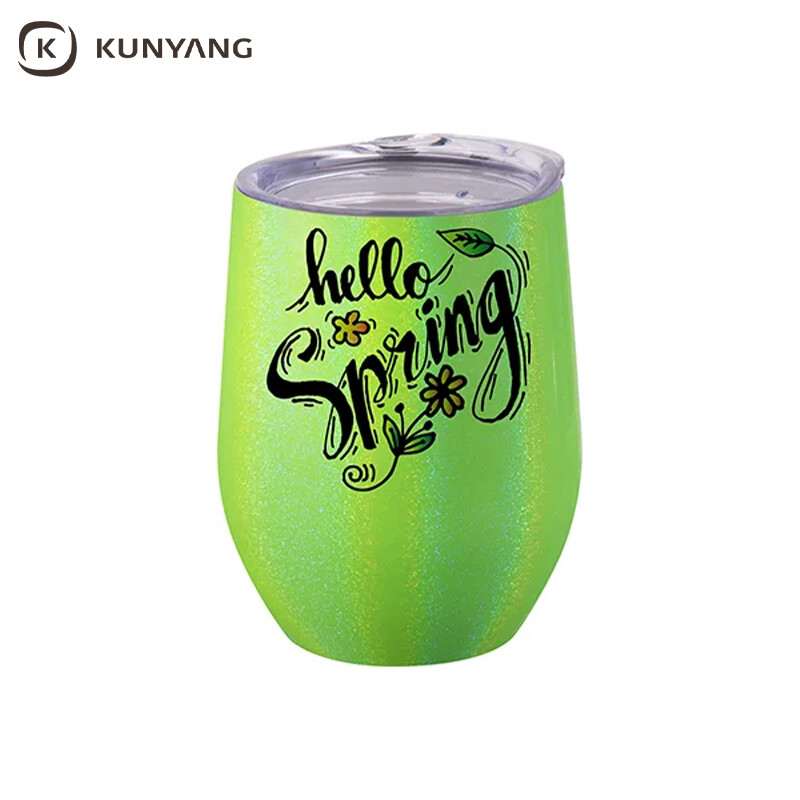 12oz/360ml Sublimation Blanks Glitter Sparkling Stainless Steel Stemless Cup