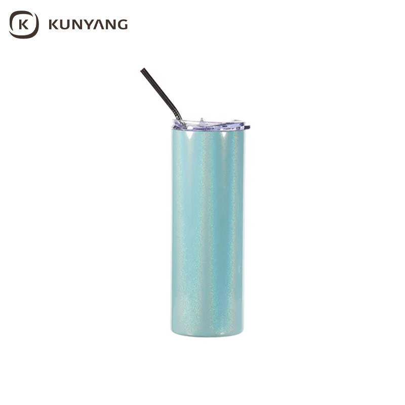 Sublimation 20oz/600ml Glitter Sparkling Stainless Steel Skinny Tumbler w/ Straw