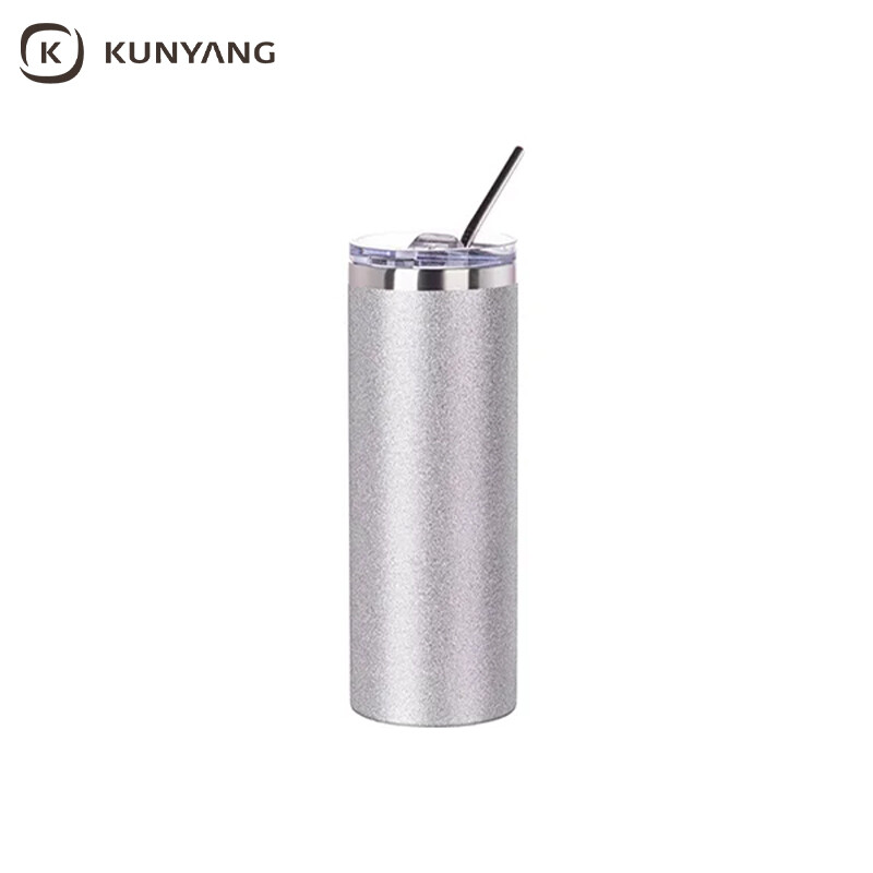 Sublimation 20oz/600ml Glitter Sparkling Stainless Steel Skinny Tumbler w/ Straw