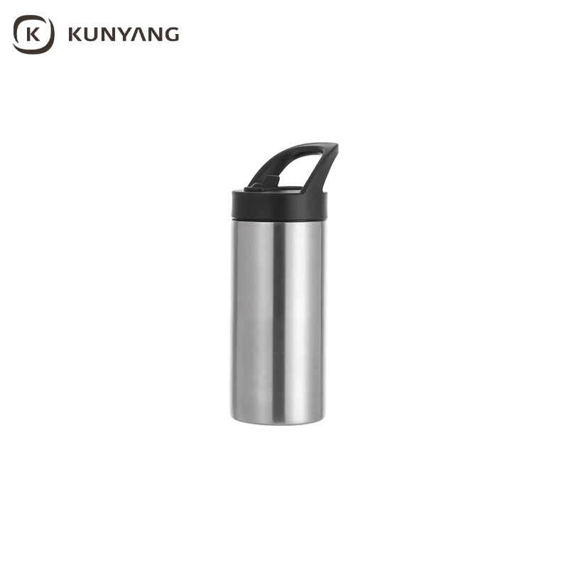 Sublimation Blanks 16oz/480ml Stainless Steel Skinny Tumbler with Black Portable Straw Lid