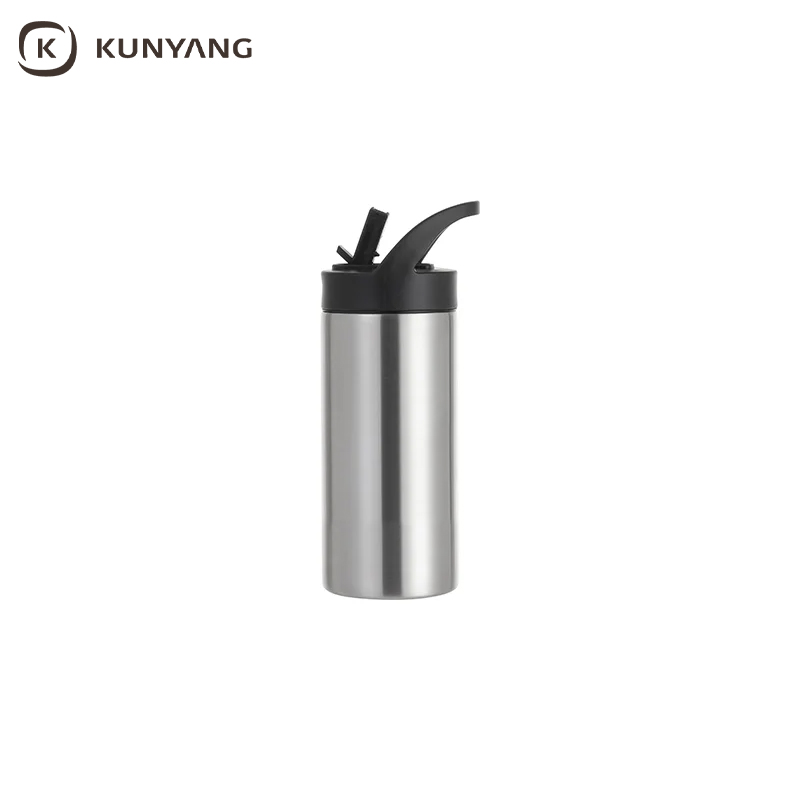 Sublimation Blanks 16oz/480ml Stainless Steel Skinny Tumbler with Black Portable Straw Lid