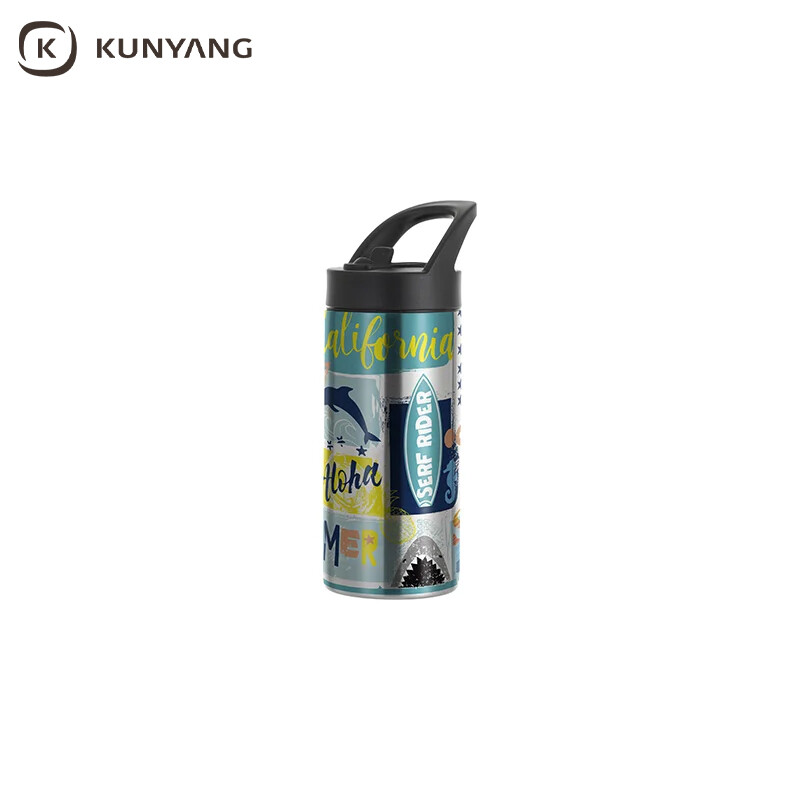 Sublimation Blanks 16oz/480ml Stainless Steel Skinny Tumbler with Black Portable Straw Lid