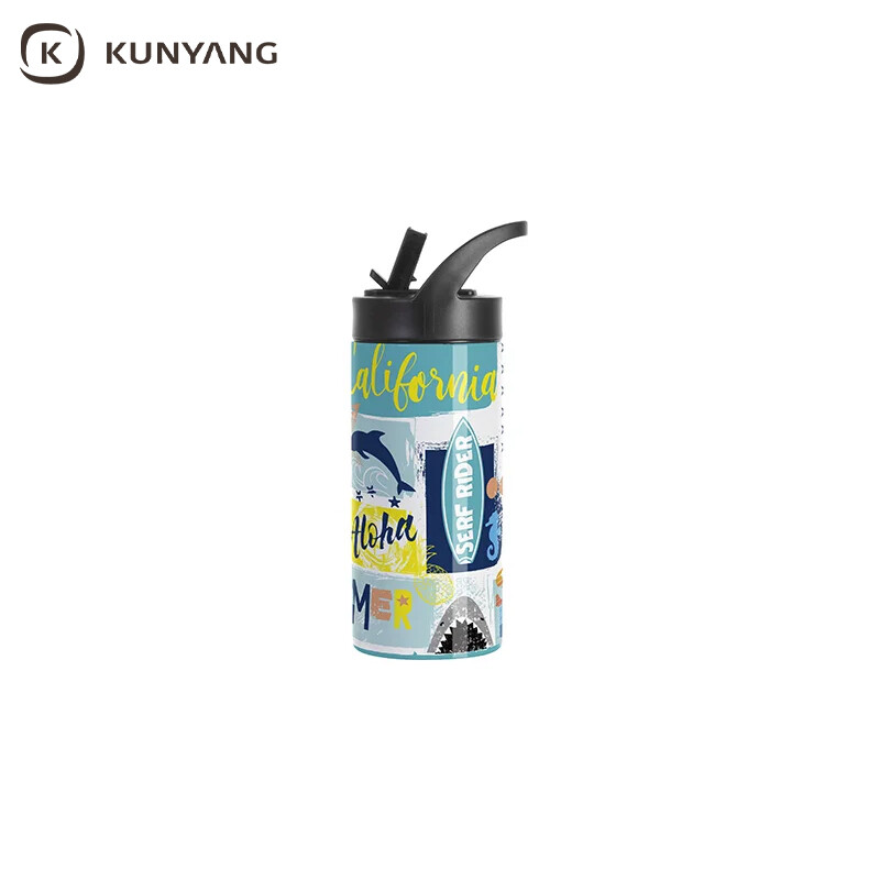 Sublimation Blanks 16oz/480ml Stainless Steel Skinny Tumbler with Black Portable Straw Lid
