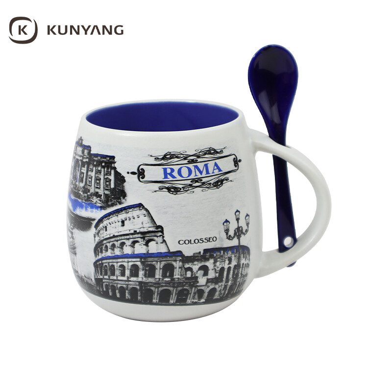 Big Belly Ceramic Mug with Spoon