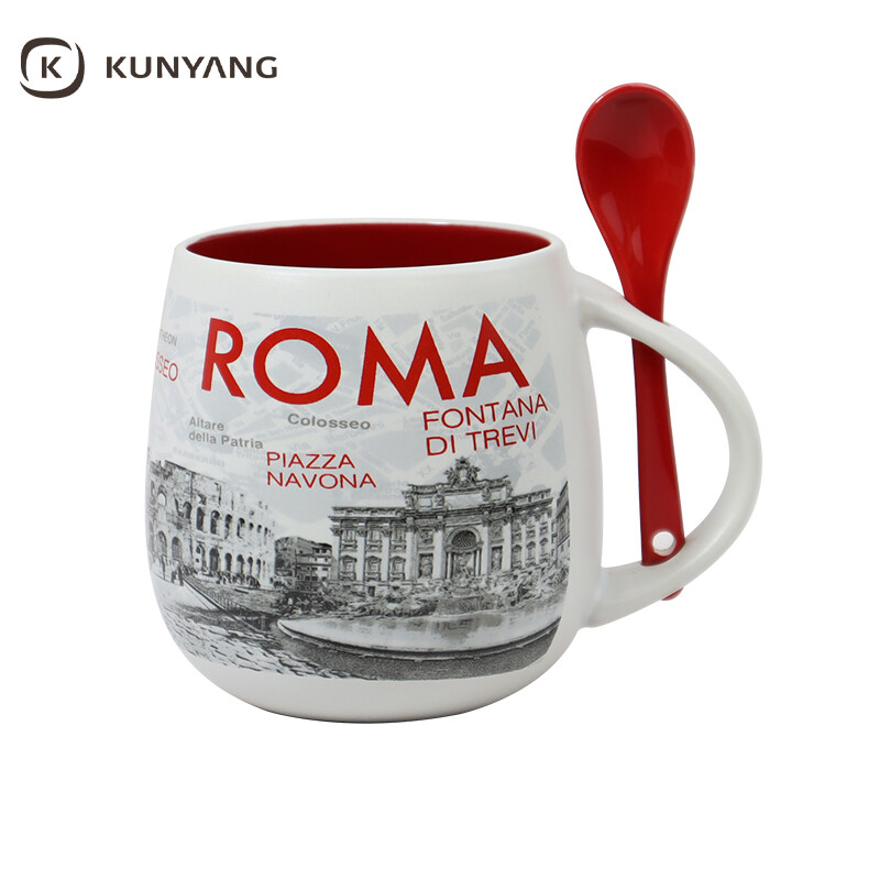 Big Belly Ceramic Mug with Spoon