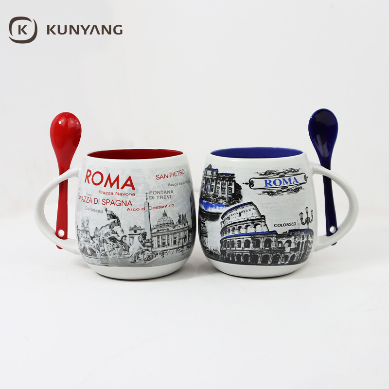 Big Belly Ceramic Mug with Spoon