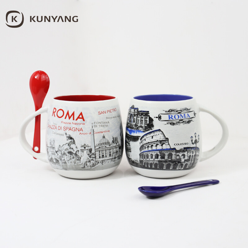 Big Belly Ceramic Mug with Spoon