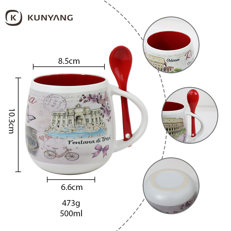 Big Belly Ceramic Mug with Spoon