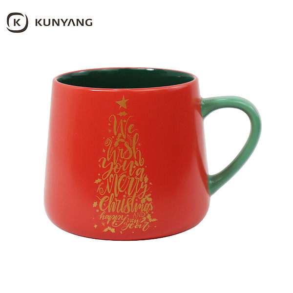 Xmas Tree Holly Wreath Print Dual Color Coffee Cup