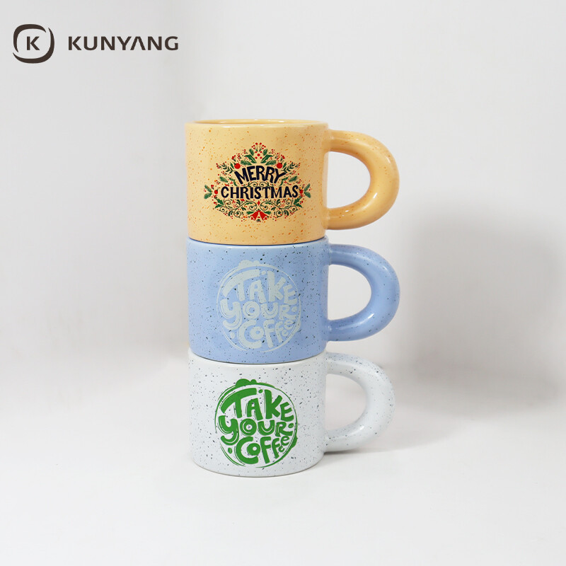 Splash Ink Fat Handle Ceramic Mug