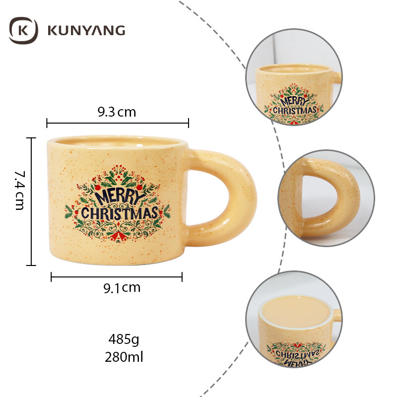 Splash Ink Fat Handle Ceramic Mug