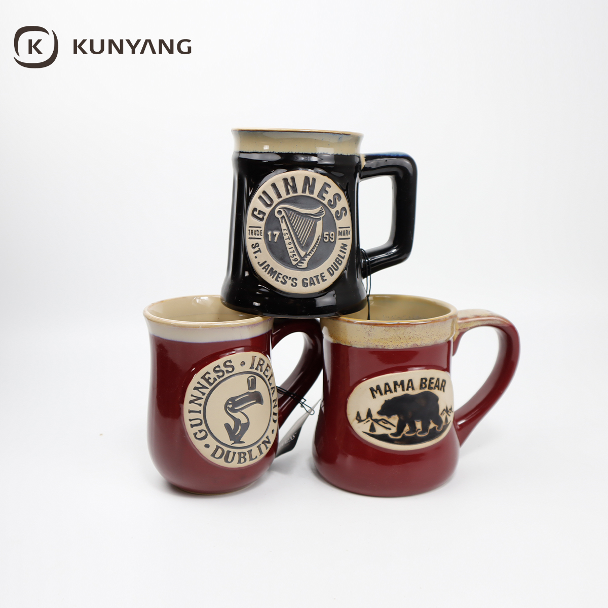  Embossed Ceramic Beer Mug