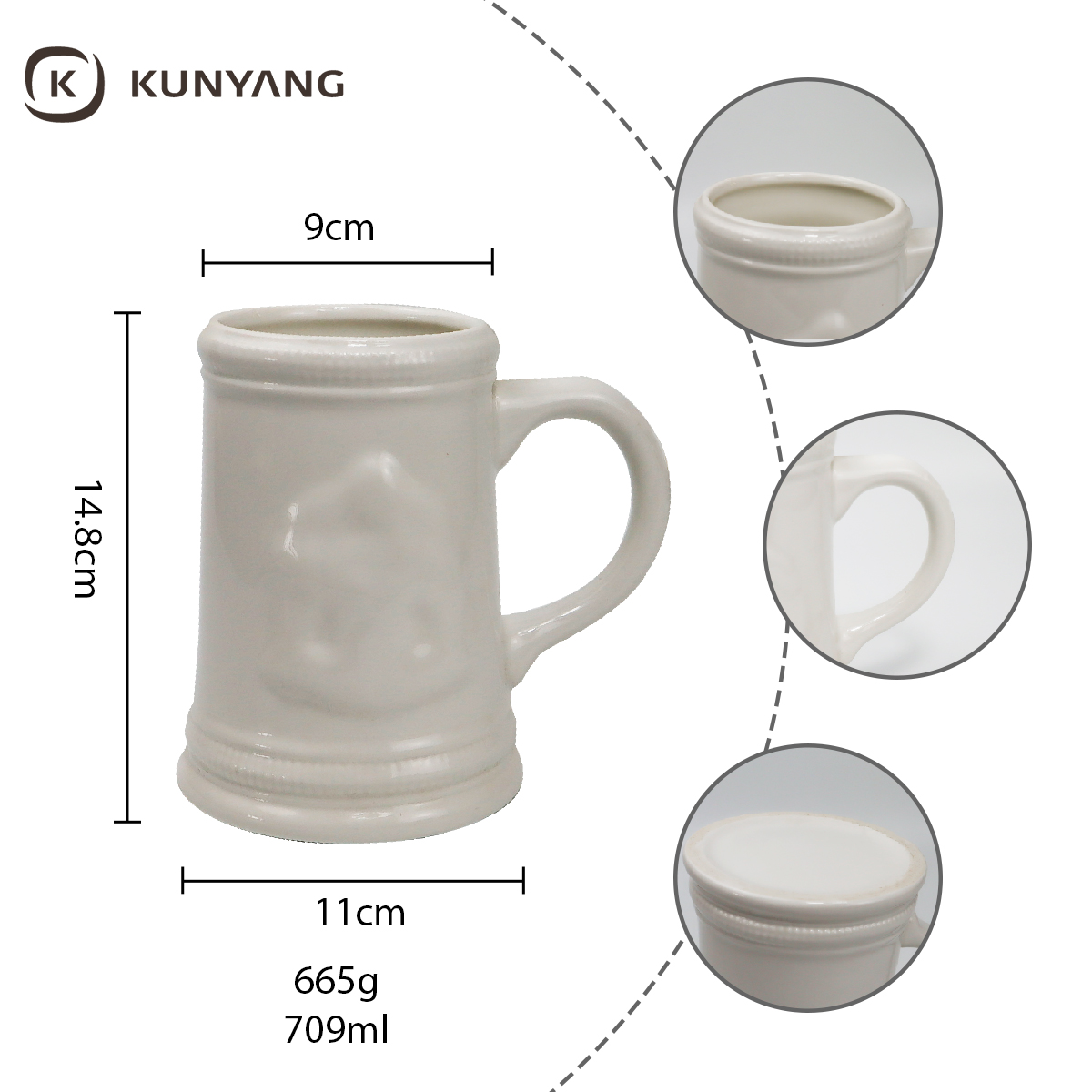  Embossed Ceramic Beer Mug