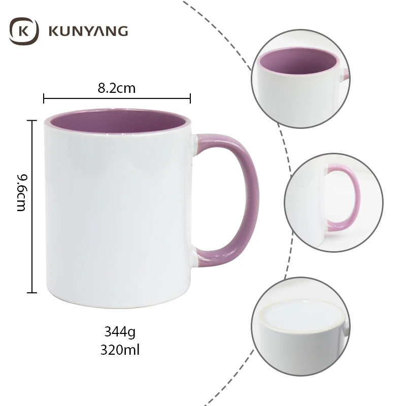 11oz Lnner/Handle Color Mug pink