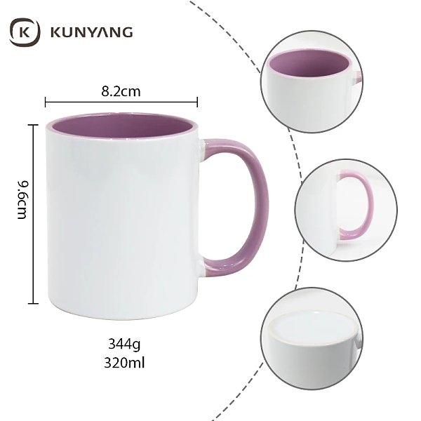 11oz Lnner/Handle Color Mug pink