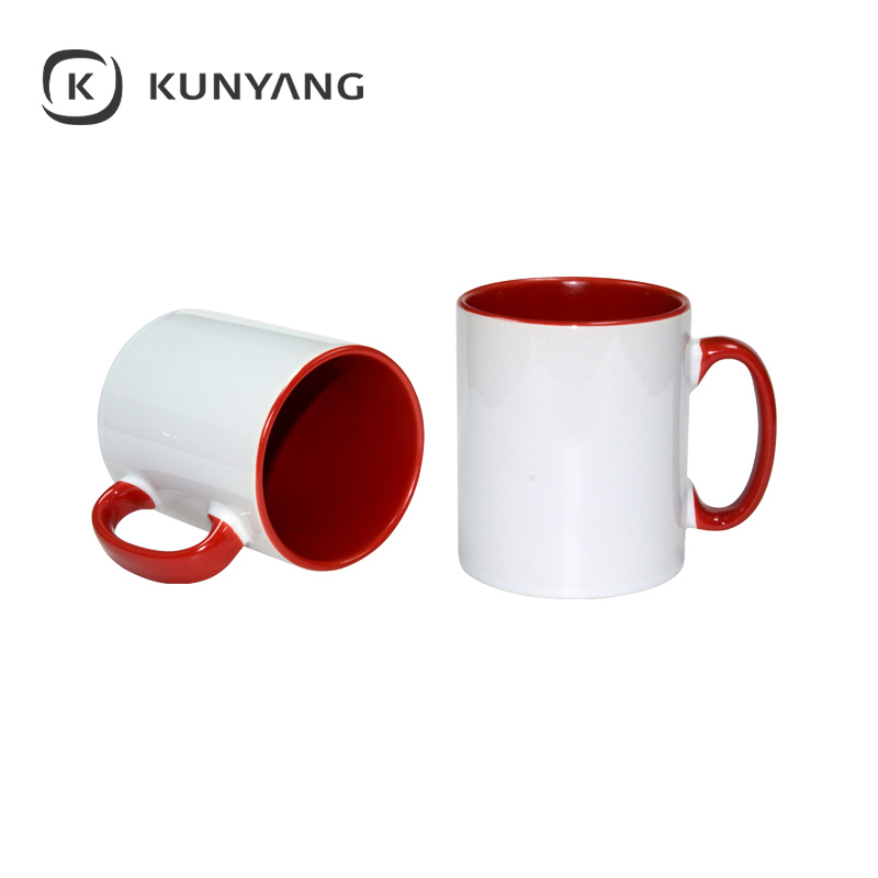 10oz Lnner/Handle Color Mug Red