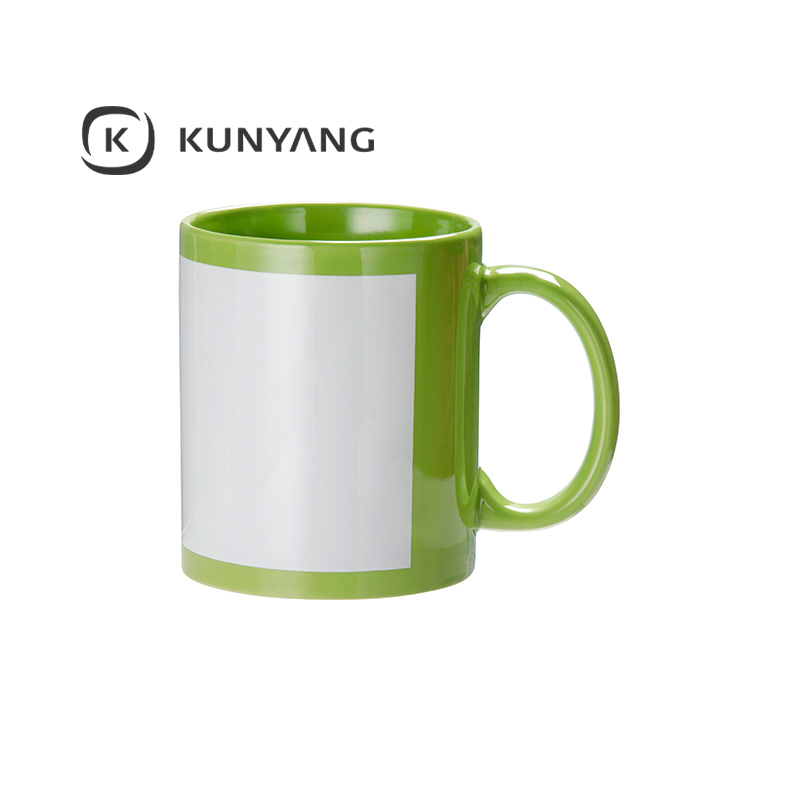11oz Full Color Mug with white patch Green