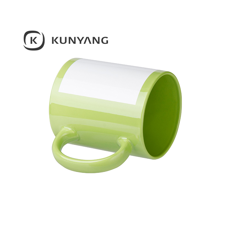 11oz Full Color Mug with white patch Green