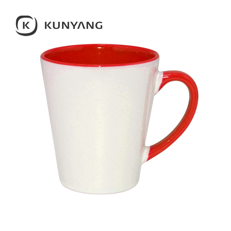 12oz Lnner/Handle Color Latte Mug Red