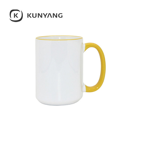 15oz Rim Handle Mug Yellow